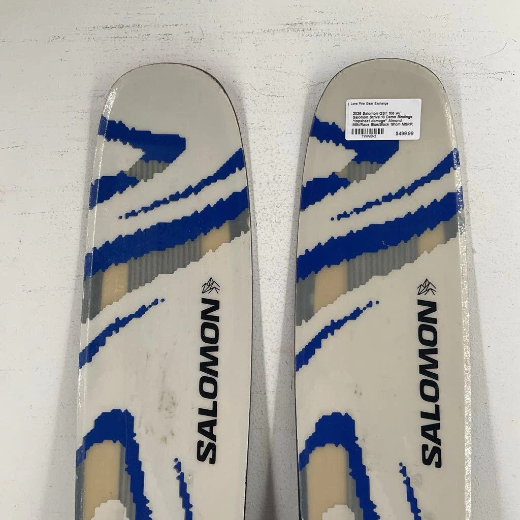 2026 Salomon QST 106 w/ Salomon Strive 13 Demo Bindings *topsheet damage* - Image 5