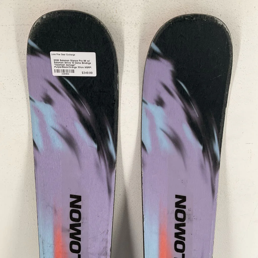 2026 Salomon Stance Pro 86 w/ Salomon Strive 13 Demo Bindings *topsheet damage* - Image 3
