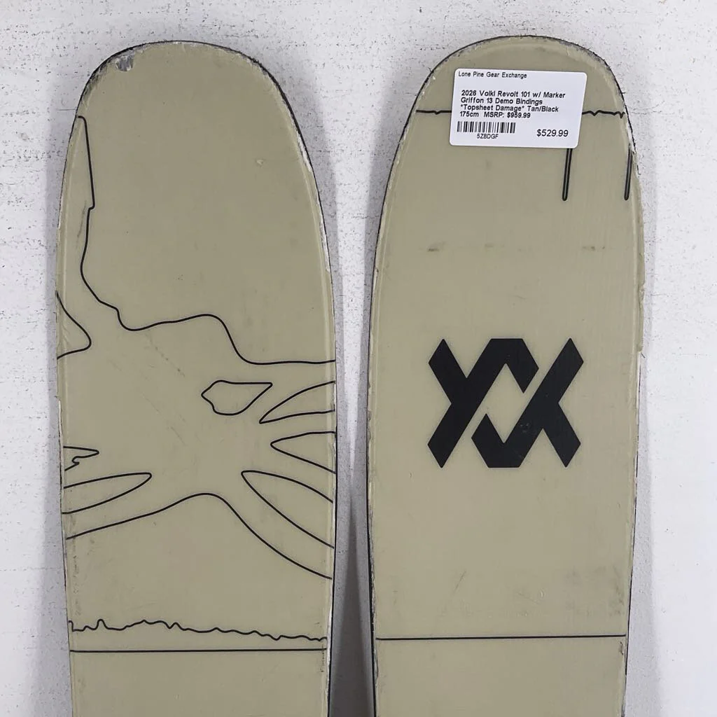 2026 Volkl Revolt 101 w/ Marker Griffon 13 Demo Bindings *Topsheet Damage* - Image 3