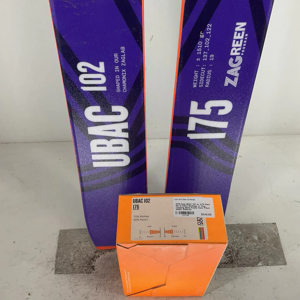 2026 Zag UBAC 102 w/ ATK Rent Me 10 Demo Bindings w/ Zag Climbing Skins - Image 6