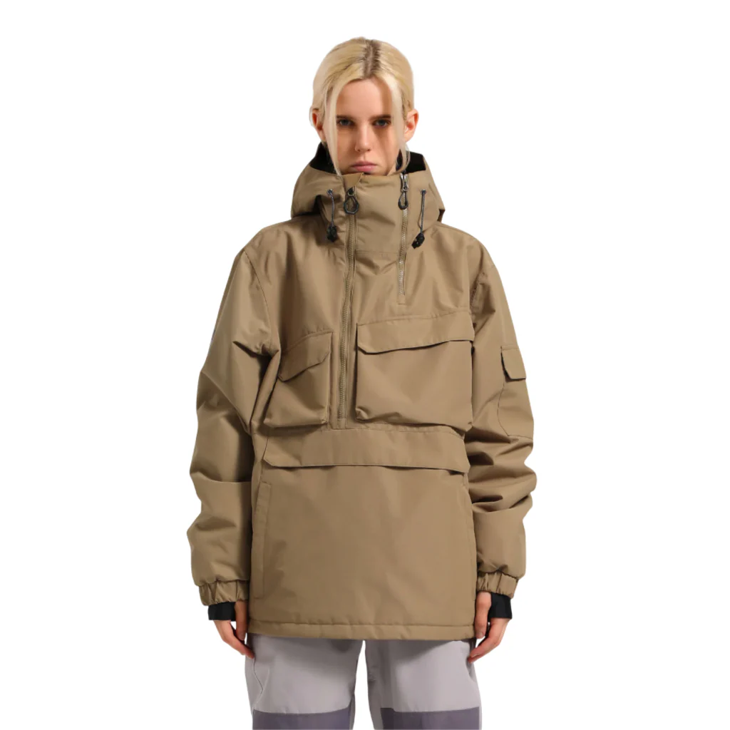 Gsou Snow Women's Asymmetrical Kangaroo Pocket Insulated Anorak